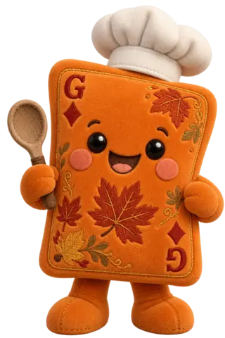 Gravy Boat, an orange painted card in a chef's hat